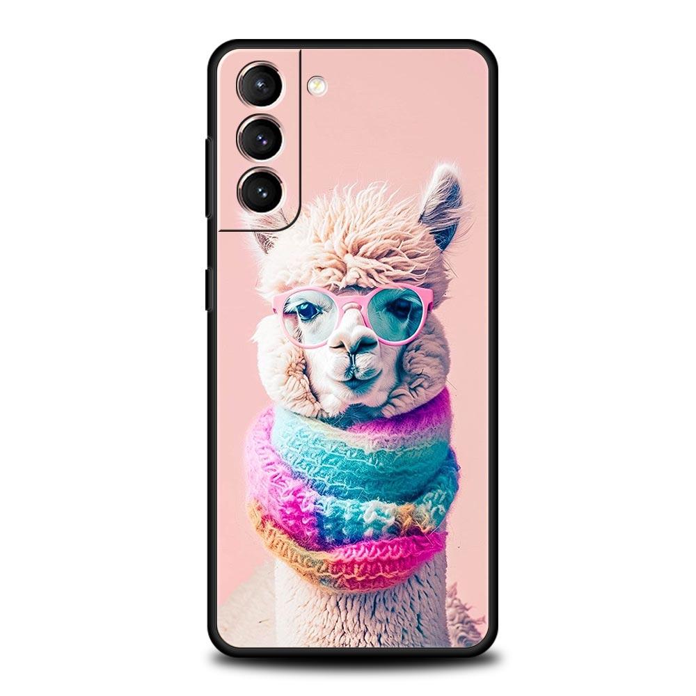 Kawaii Alpaca Lovely Phone Case For Samsung Galaxy S24 S23 S22 S20 Ultra S21 FE 5G S10 S9 Plus S10E S8 Soft Silicone Cover