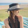 Straw Weaving Sun Protection Cap Dot Ribbon Wide Brim Hat Vacation Beach Straw Cap  Sun Protection