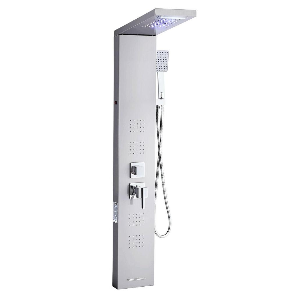 Shower Panel Tower System Stainless Steel Column Rainfall Head 5 Modes