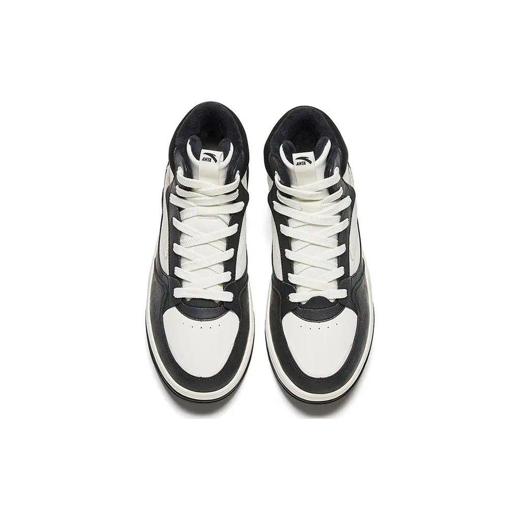 Anta C37 Series Fleece Lined Warm Non-Slip High-Top Skate Shoes Men Sneakers Black White 912348901-3