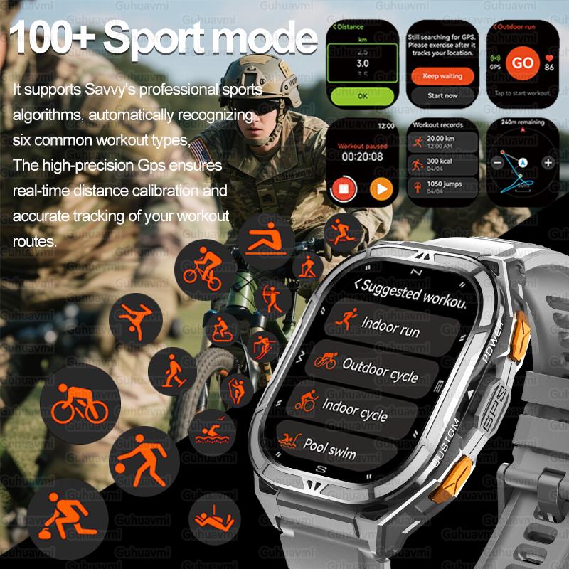 New Military GPS Smartwatch Men 10ATM IP69K Waterproof Smart Watch Compass Altimeter Air Pressure 530mAh Bluetooth Call Watches