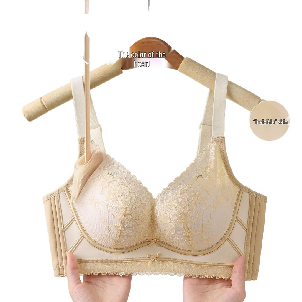 2025 Lace Wire-Free Bra: Women's Antibacterial, Breathable, Anti-Sag, Round Cup for Large Bust with Minimizing Effect