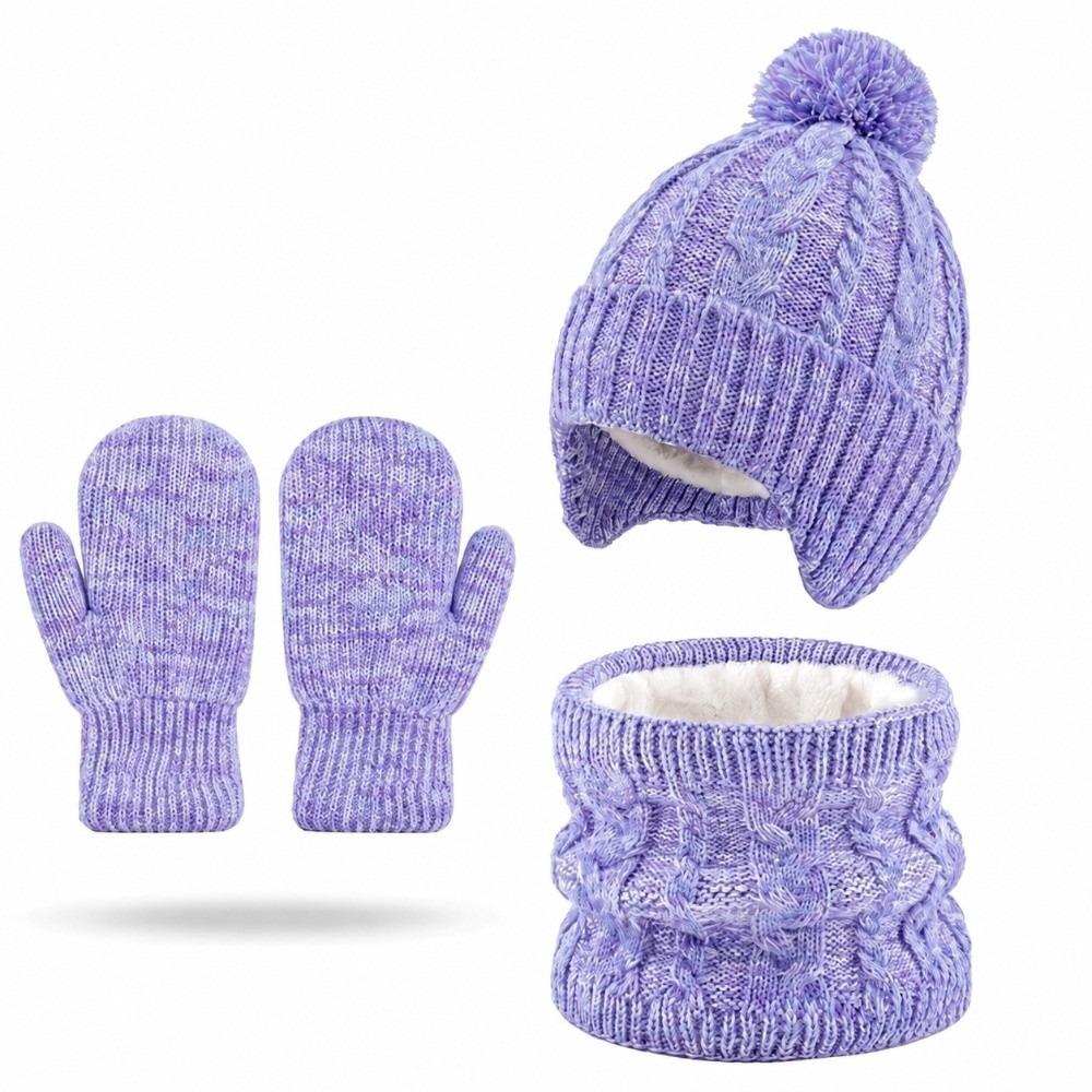 Colorful Kids Hat Scarf Gloves Set Thickened Gloves Warm Pullover Hat For Children
