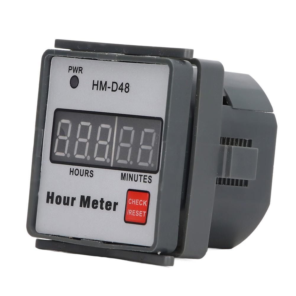 Hour Meter Gauge Digital Display 0‑999.99h Timer Hourmeter AC 220V 50Hz HM-D48