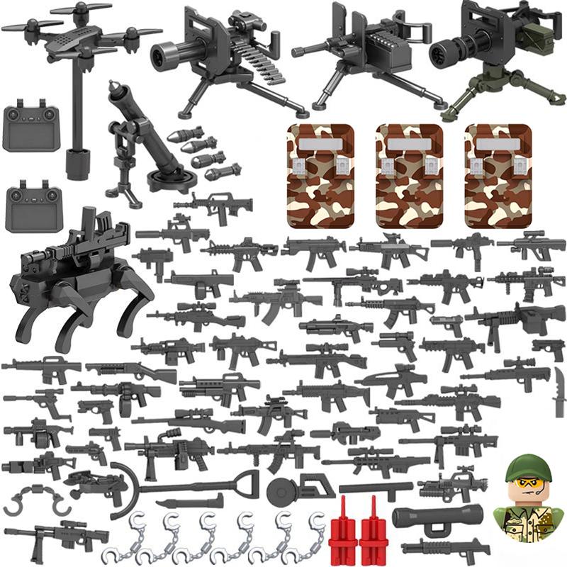 Bai Fen Bai Dolls And Toys Boys Light Gray Military Army Special Forces Swat Gangster Jeeps Off-Road Vehicle Model Soldier Weapons Building Block Toy Assemble Figures Toys