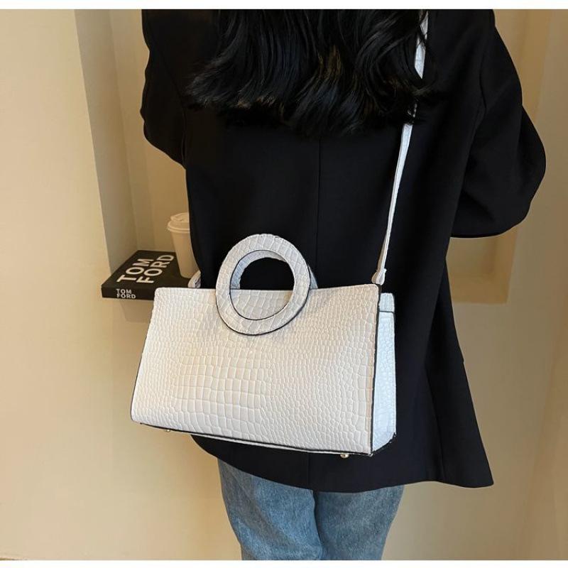 Large-capacity Briefcase European and American Fashion Trendy Women's Crocodile Pattern Texture Shoulder Portable Messenger Women's Bag