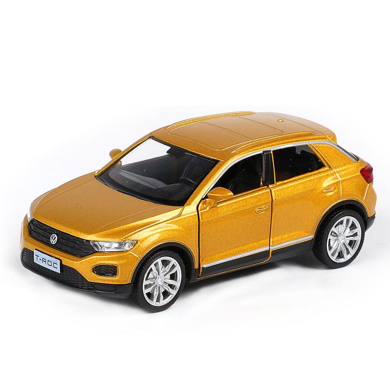 

1/36 Volkswagen T-ROC SUV Модель автомобиля из сплава Литые металлические игрушечные транспортные средства Модель автомобиля Симуляция Коллекция Детские подарки Украшение золотистый