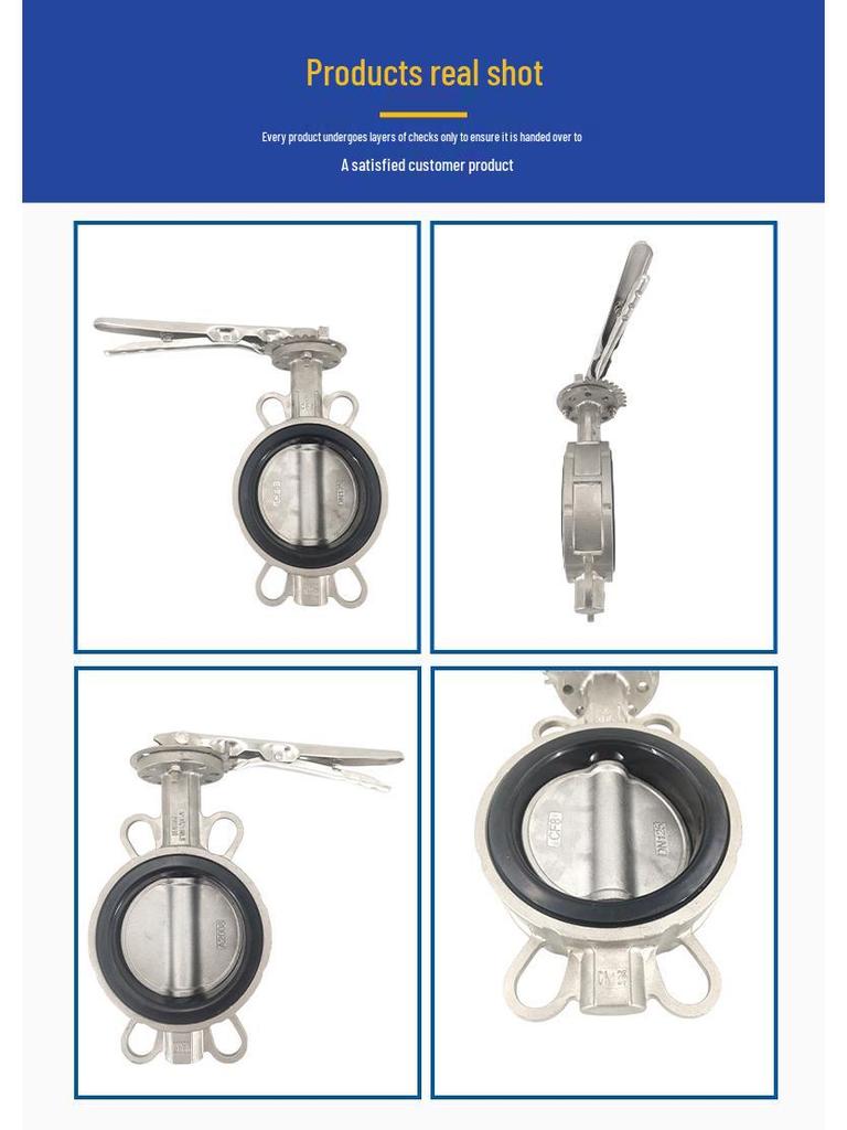 304 Stainless Steel Double Clip Butterfly Valve with EPDM Soft Seal