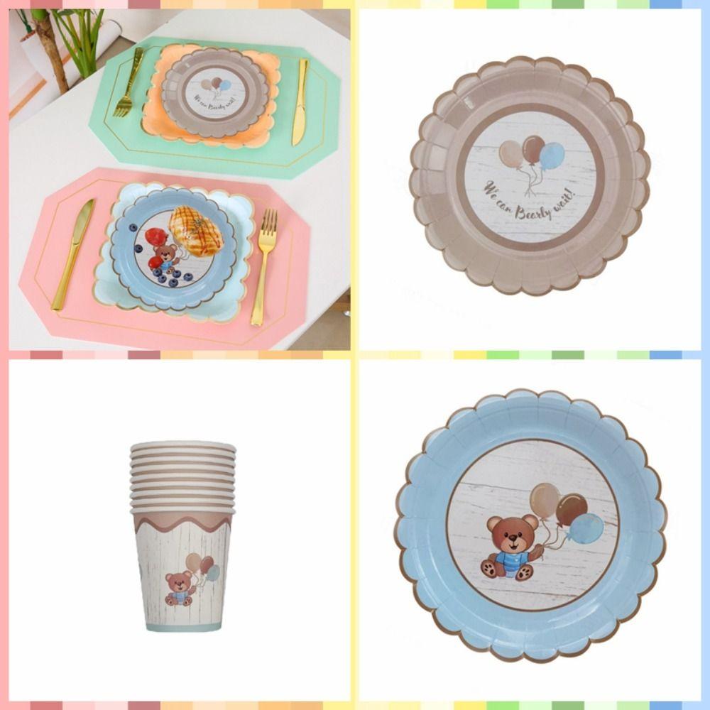 

Бумажный медведь Наборы посуды Одноразовые стаканчики Украшение тарелок Девушка