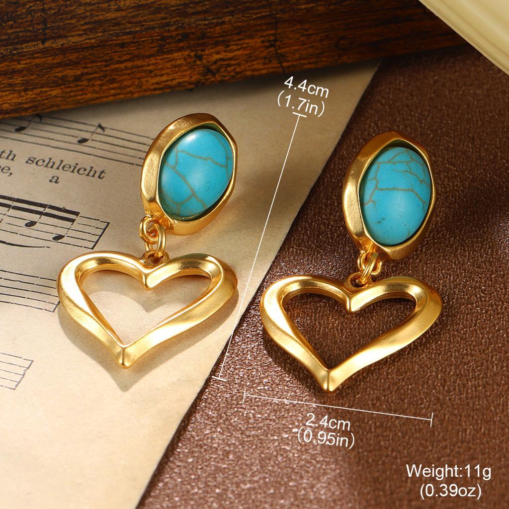 Turquoise Earrings Women's French Retro Niche Earrings Peacock Tassel Hollow Premium Earrings