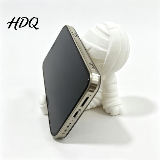 Gothic Style Gift for Friends Cute Mummy Phone Holder 3D Printed Halloween Desk PLA Material Stand Stand Cartoon Figurine Home Office Desktop