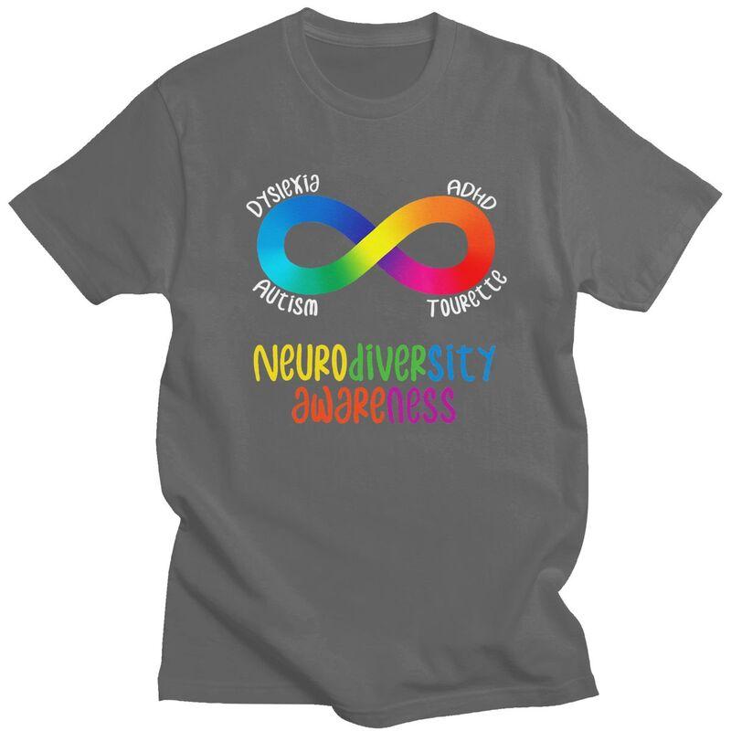 Male Neurodiversity Awareness ADHD Autism Dyslexia Tourette T Shirts Short Sleeve Cotton TShirt Casual Loose Oversized Clothes