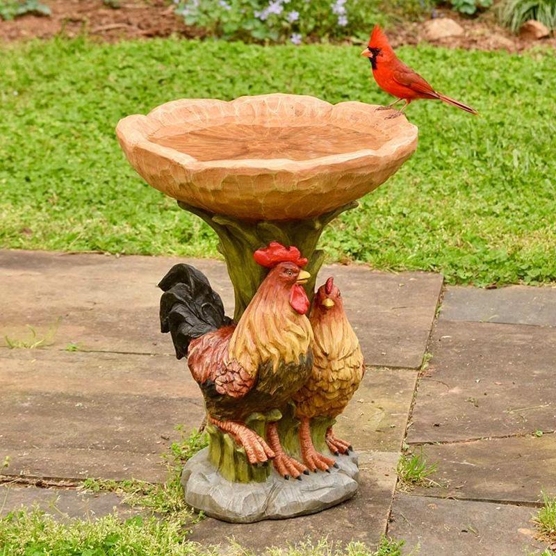 Animal  Wooden Stake Statue Resin Bird Feeder Garden Decoration Raccoon Fox Dog Sculpture Crafts Home Courtyard Ornaments