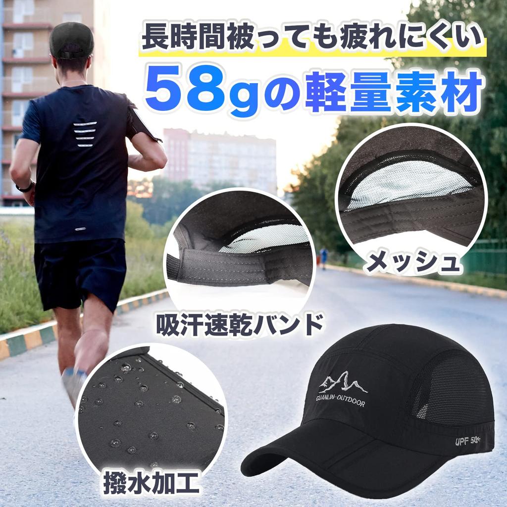 Daction Foldable Running Sports Hat for Men and Perfect for and Sun Protection Cap, Washable, Mesh, Women, Hiking, Baseball, Fishing, Golf, (Navy)
