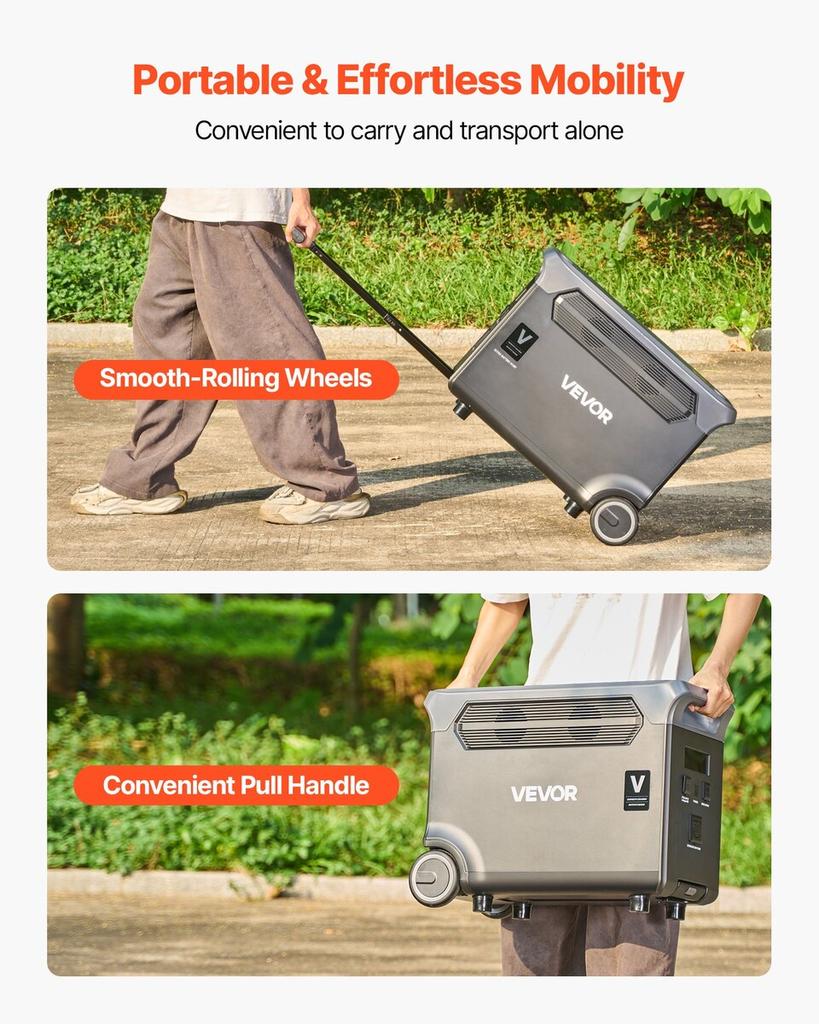 Extra Battery for Portable Power Station, 3840Wh LiFePO4 Extra Expansion Battery with 3 Output Ports for Home Use, Outdoor Camping, Road Trips, RVs,