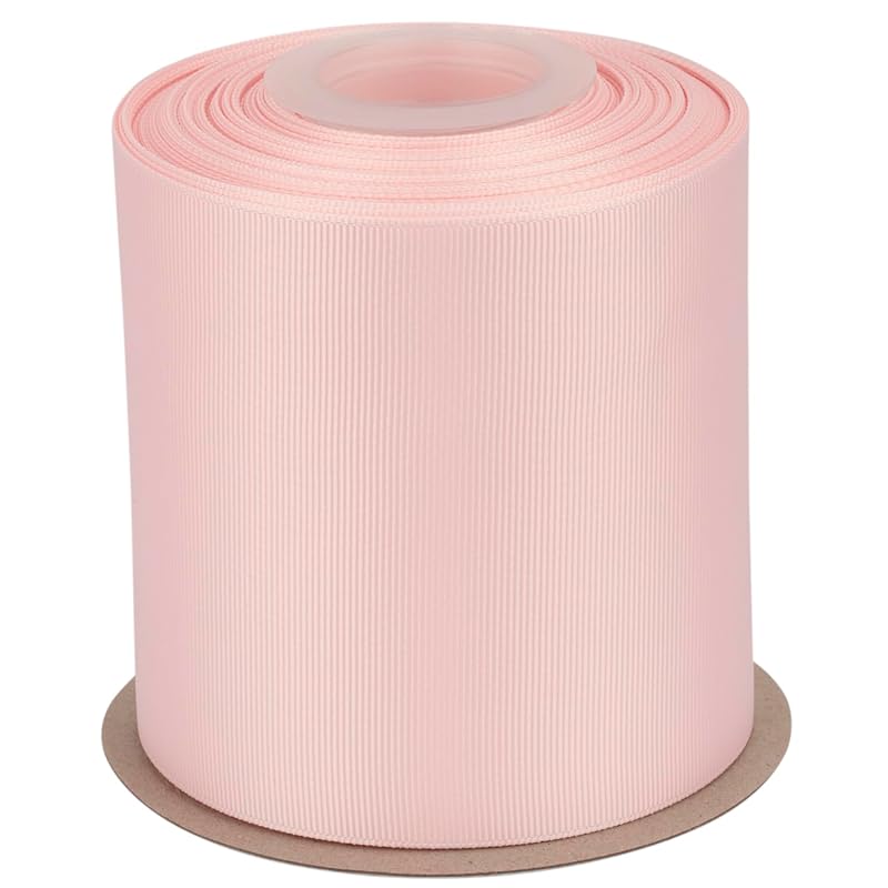 

[Tekdeere]Width 100mm solid light pink grosgrain ribbon, perfect for gift wrapping, sewing, hair accessories, wedding decoration - 22 meters/roll