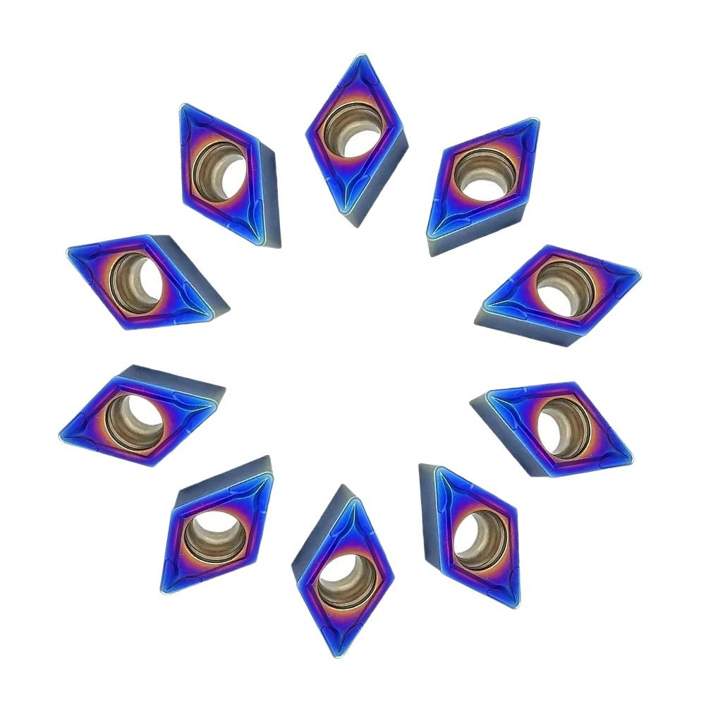 

10pcs DCMT11T308 Carbide Inserts with NanoBlue Coating Suitable for Turning and Finishing Steel Cast Iron and Other Metals CHINA