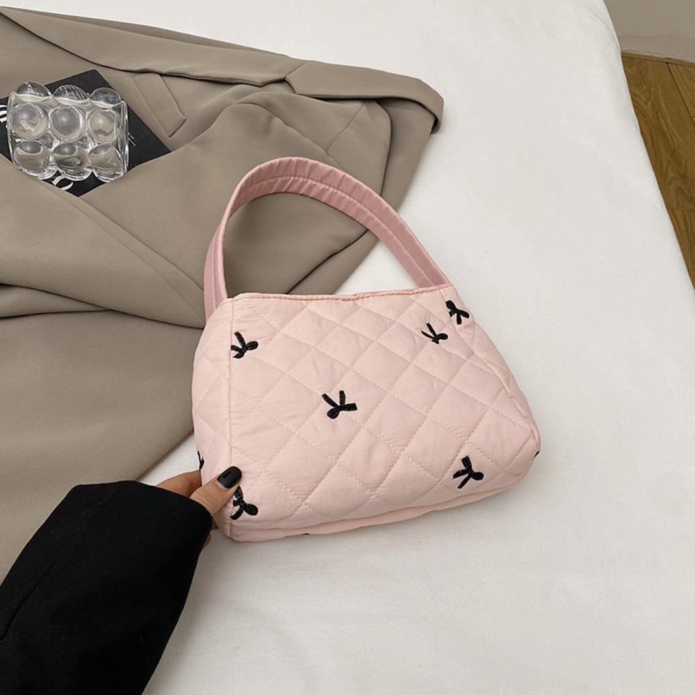 Fashion Quilted Shoulder Bag Large Capacity Underarm Bags Handheld Shopping Bag Lightweight Puffy Handbags for Women Girls