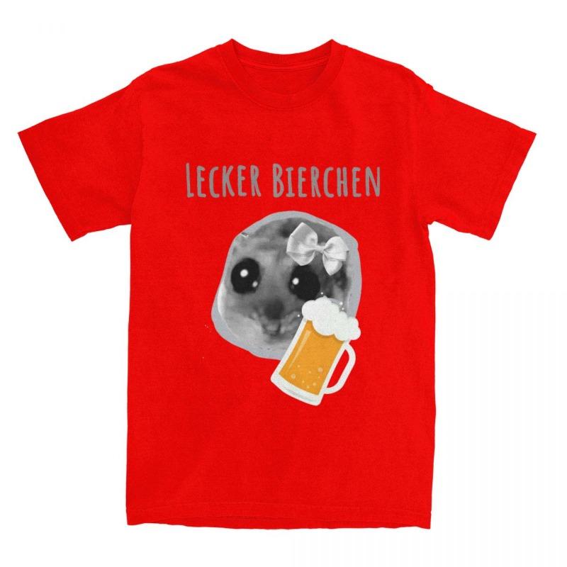Delicious Beer Sad Hamster Funny Printed Summer Top Women's Short Sleeve Round Neck Tshirt Clothing
