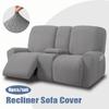 2 Seater Recliner Sofa Covers with Console Cover Jacquard Stretch Reclining Chair Cover Protector Washable for Living Room