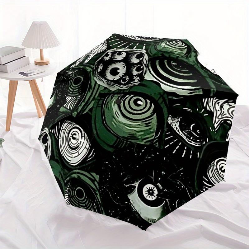 1pc Eyes Pattern Automatic Open/close Folding Compact Umbrella, 8-Rib Sturdy Canopy, Lightweight Portable, Commuting Use, Gift, Outdoor Umbrella, Trav