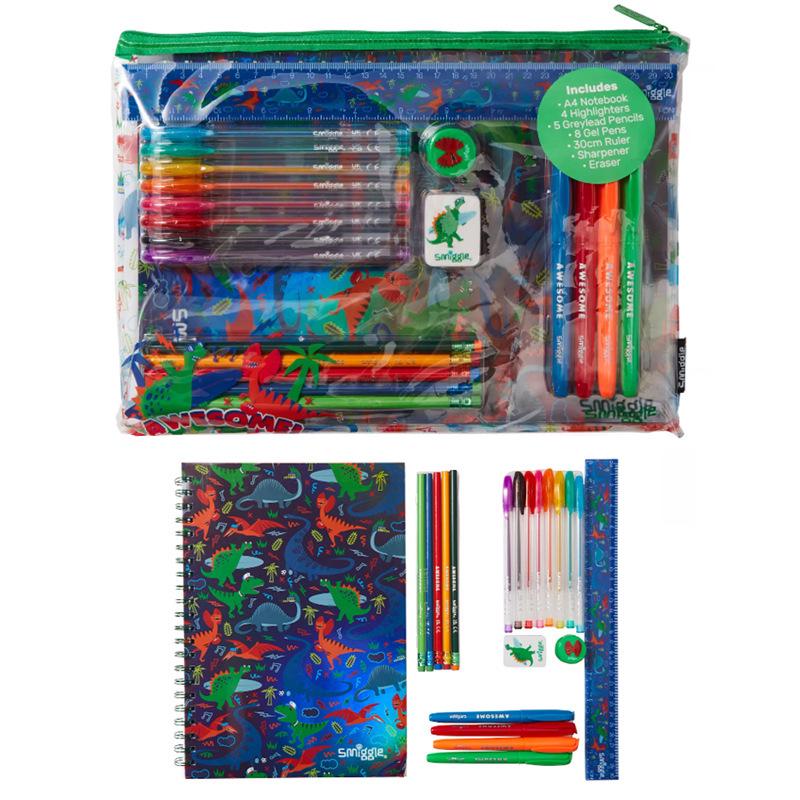 Australia Smiggle A4 Children s Stationery Set: Large-Capacity Notebook, Fluorescent Pens, Pencils, Erasers in Gift Box.