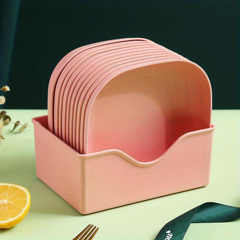 10 Plastic Plates Reusable Fruit Plates Washable Dessert Plates Multifunctional Snack Plates With Base