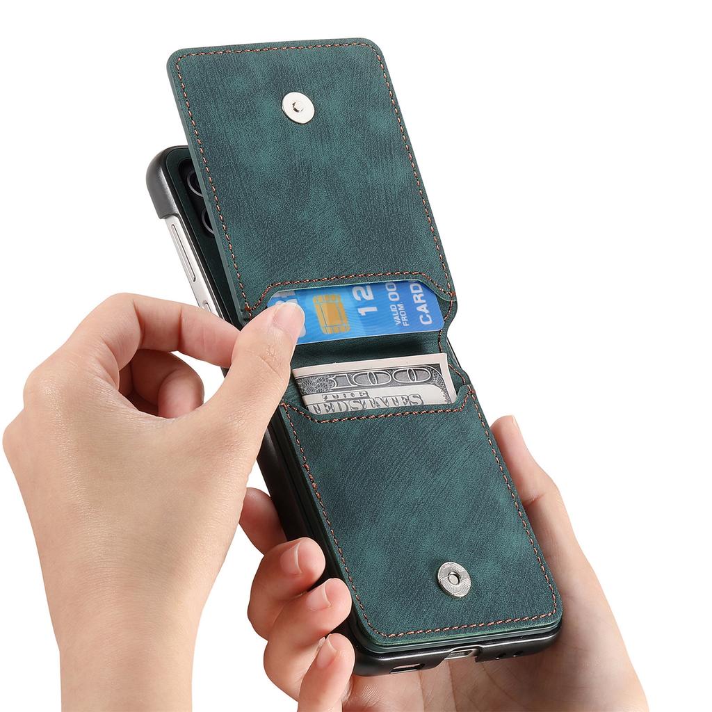 Vertical Cards Solt Wallet Leather Case for Samsung Galaxy Z Flip 7 FE 6 5 4 3 5G Ring Holder Flip6 Flip5 Pocket Bag Stand Cover