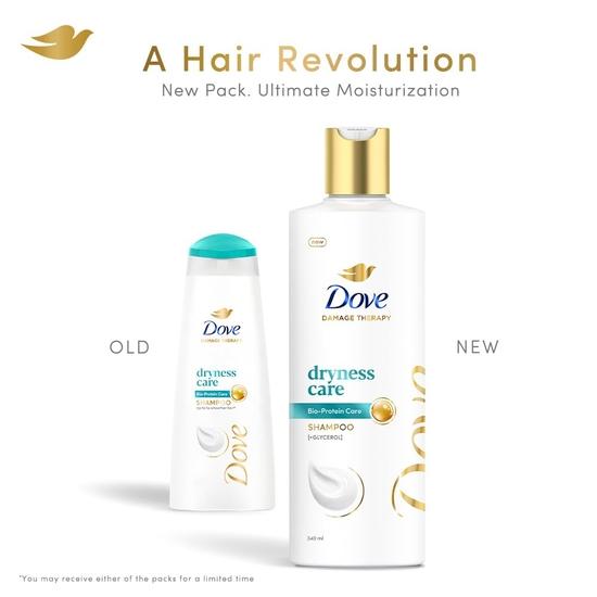 DOVE Dryness Care Shampoo 340 Ml for Dry Hair & Scalp, Gives Soft, Smooth, Damage Free Hair - Daily Shampoo for Men & Women