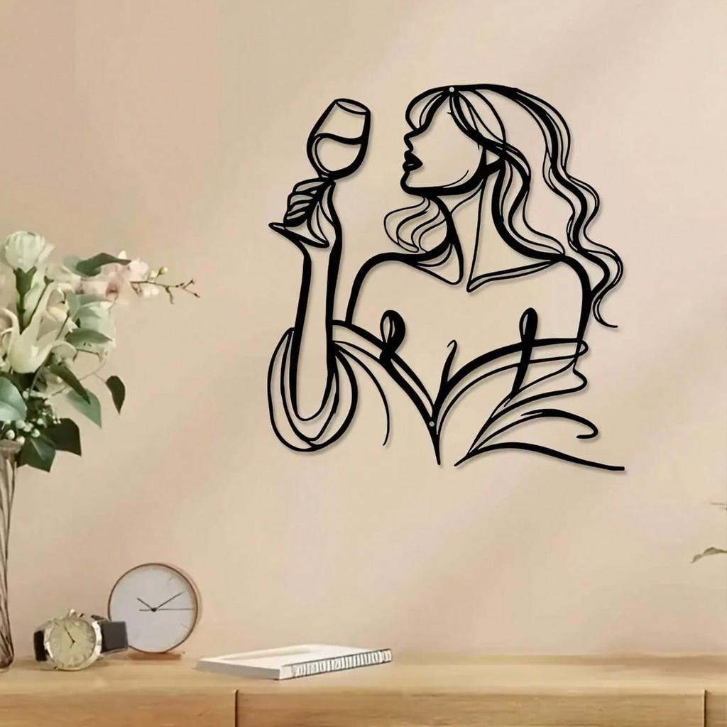 Elegant Metal Wall Art Female Sculpture Indoor Outdoor Modern Decor Minimalist Home Living Room