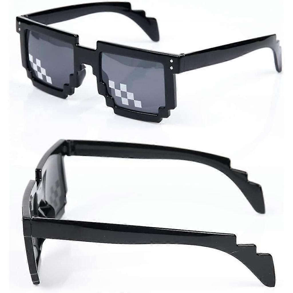 Mosaic Sunglasses 3pcs For Men And Women 8 Bit Pixel Mosaic Pattern Unisex Photo Props Black