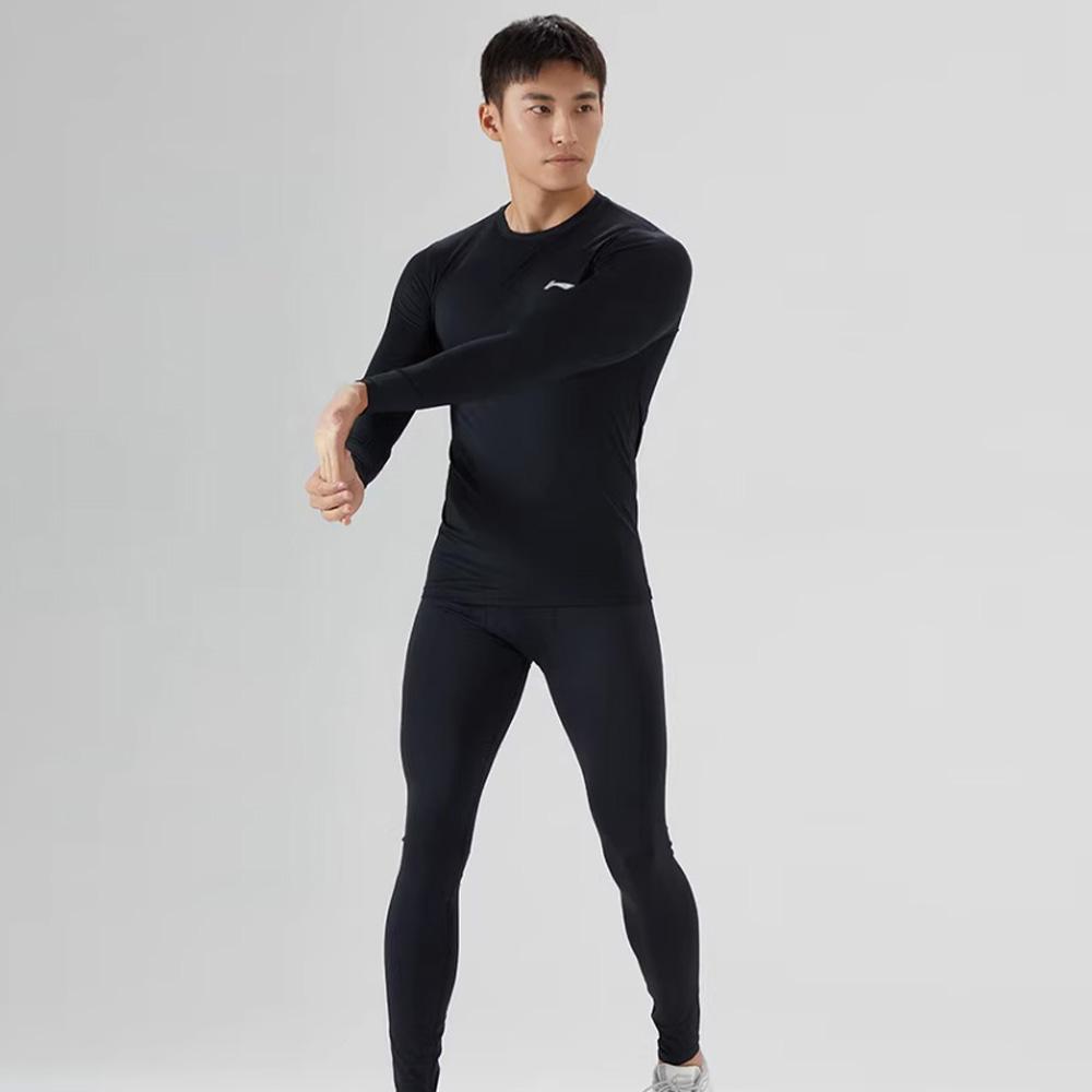 Li Ning Fitness Sets Men's Crew Neck Thickened And Fleece Lined LNBJ029-1+LNBJ027-1