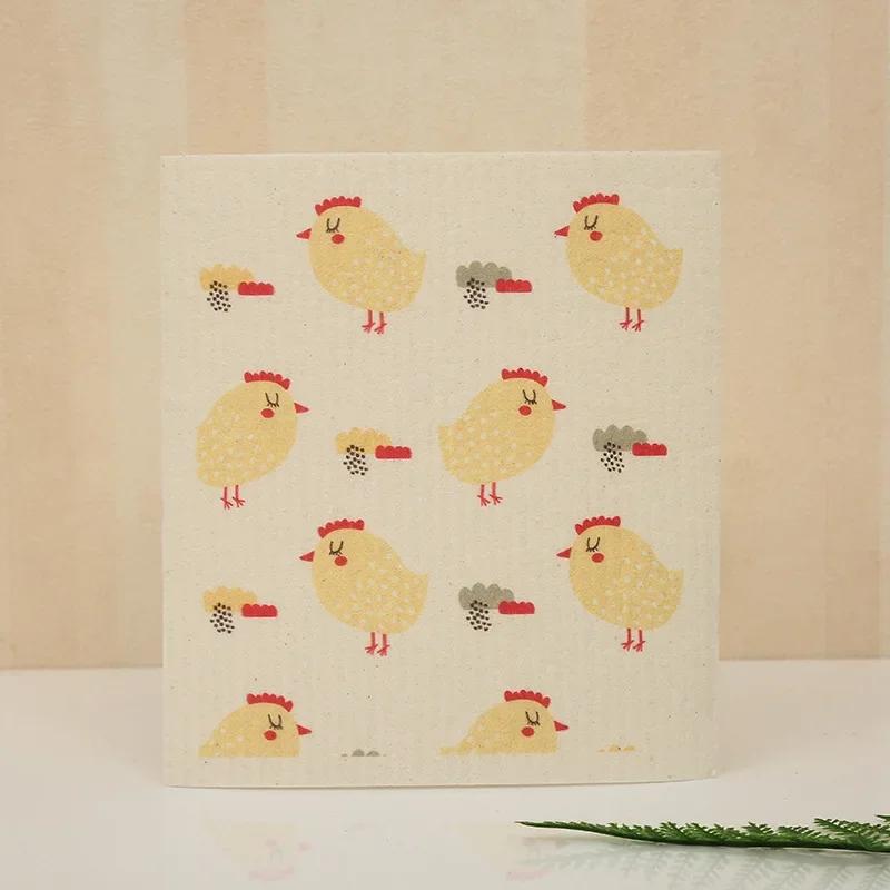 

Кухонні шведські ганчірки для миття посуду Рушник для витирання рук Багаторазові серветки Квітка кактуса Кіт Квітковий для посуду Миючі серветки