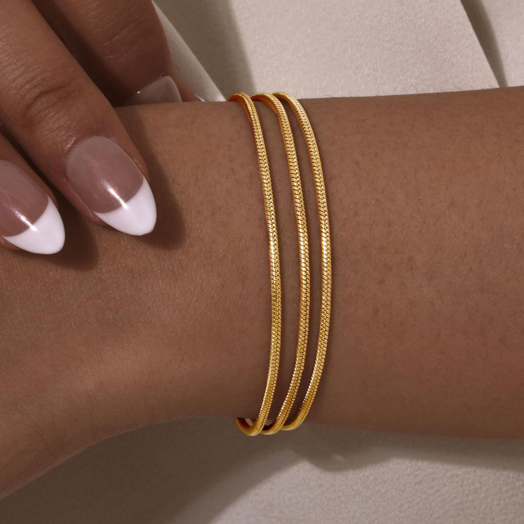 Vnox Fashion Layered Stacking Snake Chain Bracelets Stainless Steel Charm Hand Jewelry Trendy Bracelets For Women Gifts To Mom