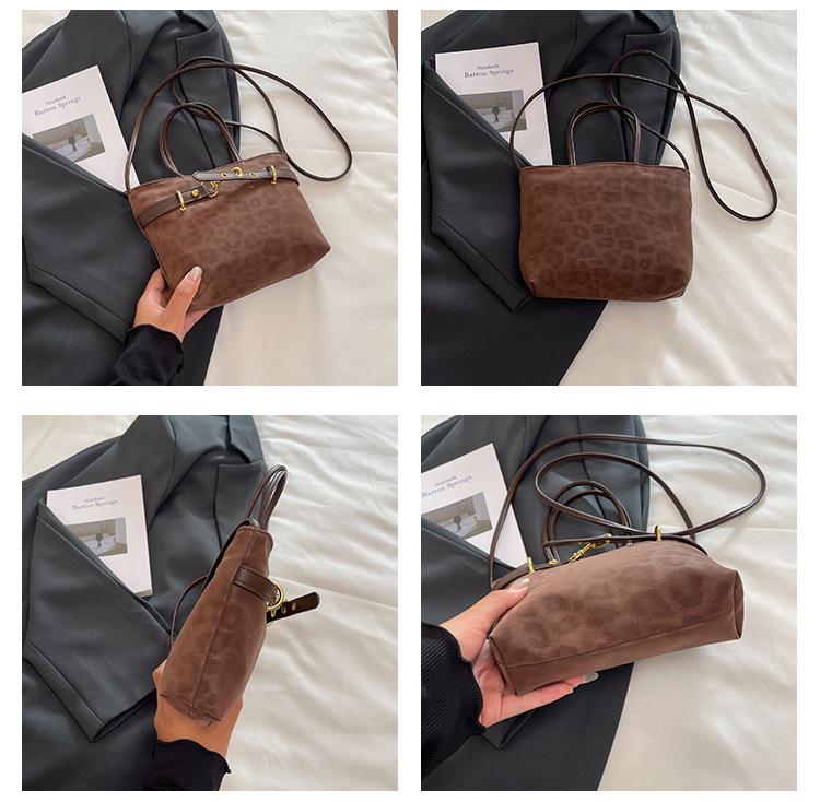 2025 Retro Leopard Print Women's Large Capacity Shoulder Crossbody Handbag