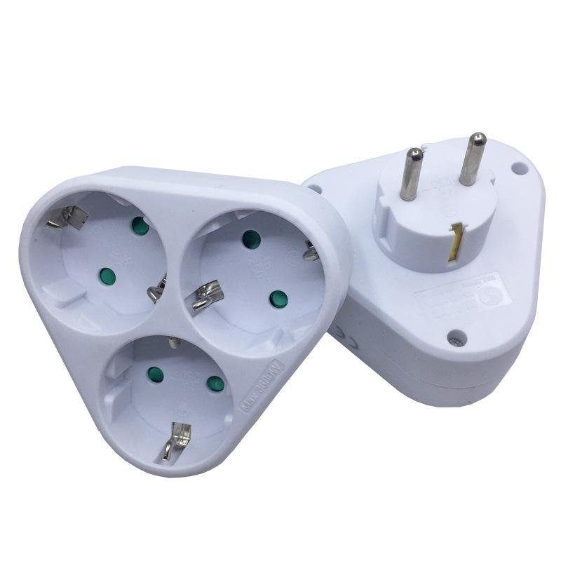 16A European Standard 3-in-1 Plug Adapter, German Type F Cordless Wall Outlet Expander with 4.8mm Pins