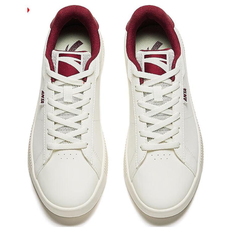 Anta Durable Breathable Low-Top Skate Shoes Women Sneakers White Red 122438019R-2