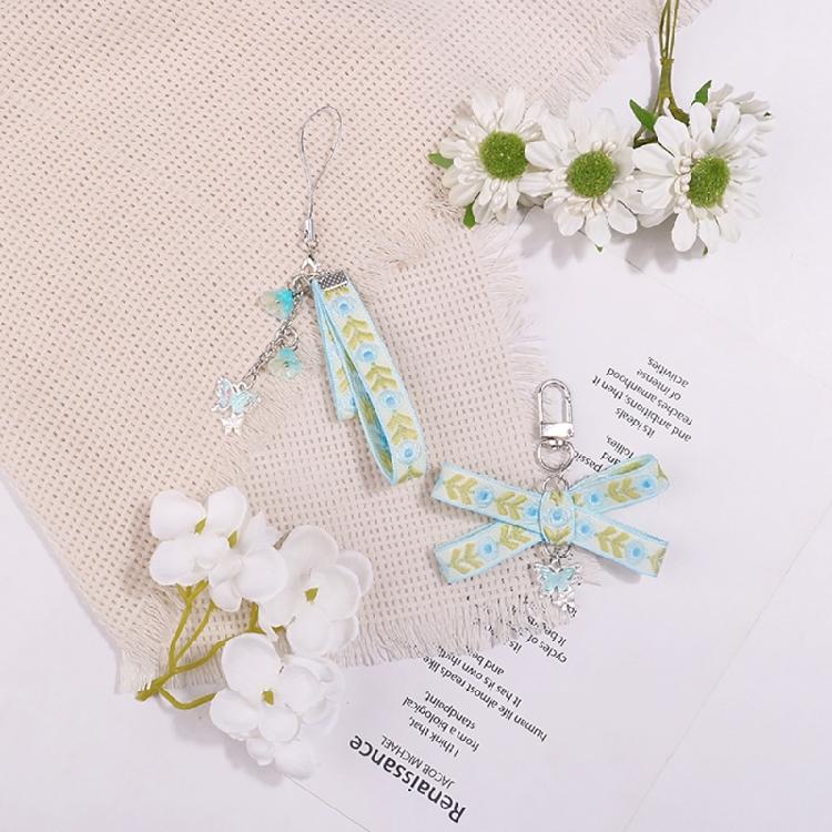 Fashionable Printed Ribbon Keychain Bag Ornament Portable Key Chain Bag Dangler