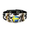 Factory National Country Flag Design Bracelet Crystal Bead Snap Button Sports National Team Jewelry Gift Leather Wrap Bracelet