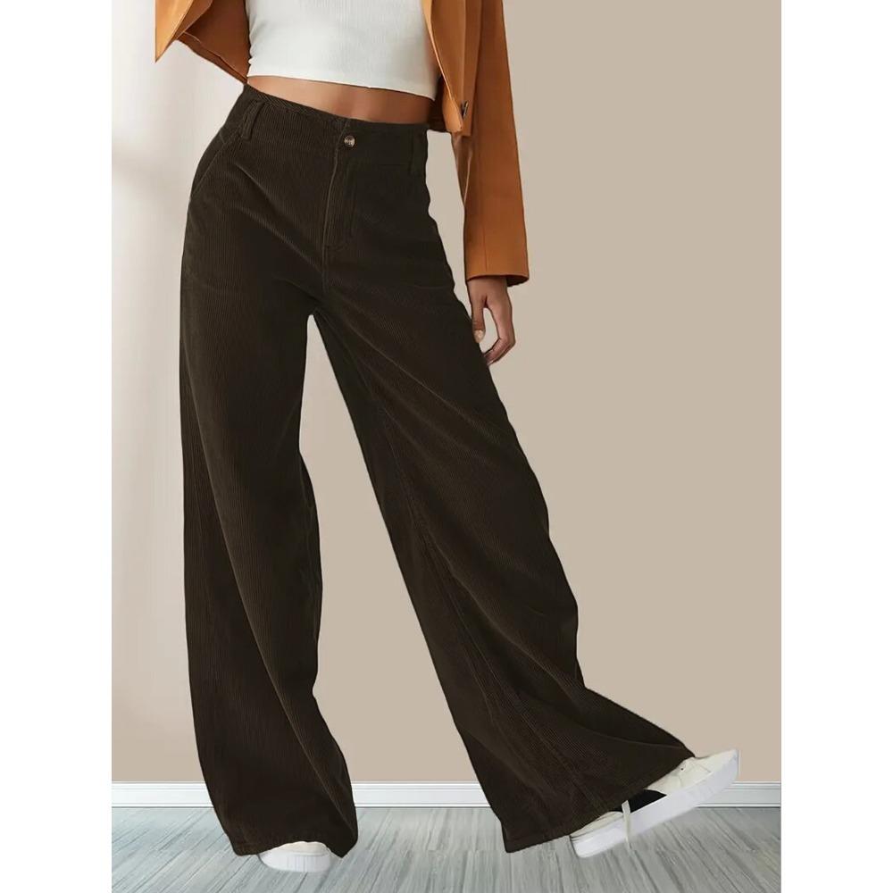 Slouchy High-waisted Casual Straight Pants for Women