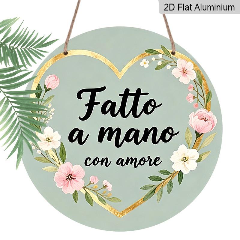 

2D Flat Retro Aluminum Wall Stickers, Available in Various Sizes. Italian handmade Slogan Pendant, Floral Style, A Great Home Décor and Gift 7.87×7.87inch