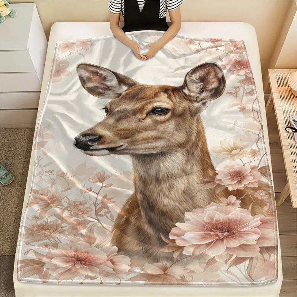 1PC Romanticism Print FlAannel Blanket, High Quality Comfortable for All Seasons, Home Decor, Warmth and Comfort