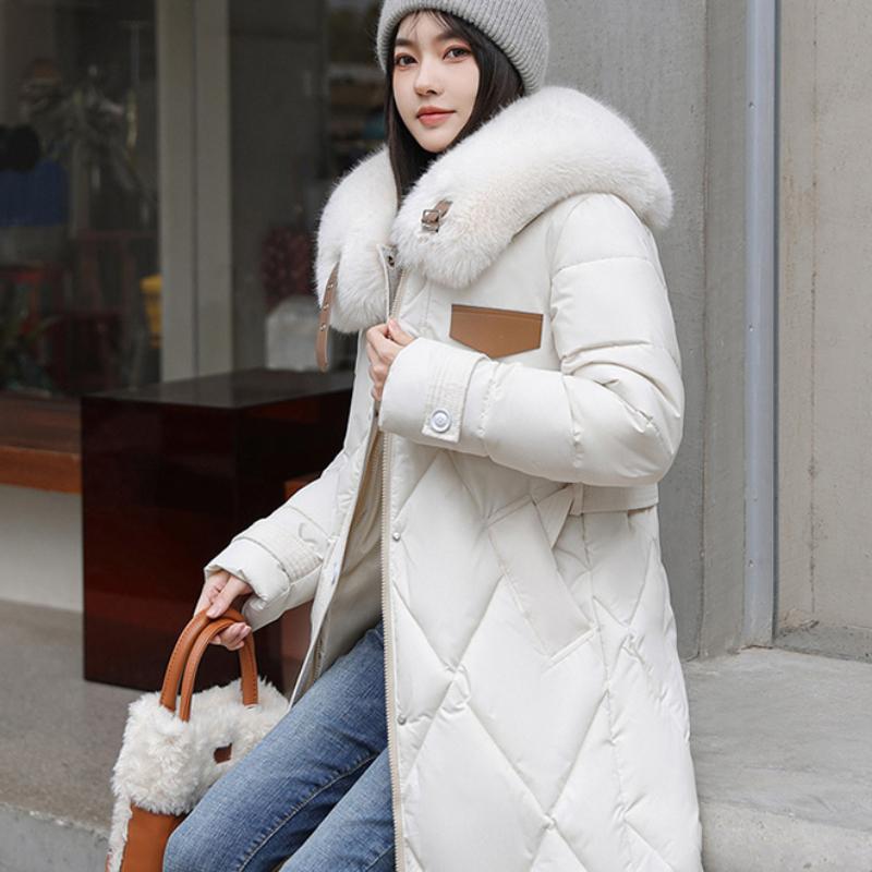 Autumn Long Sleeve Thickened Warm Down Coats Women Outwear Casual Office Lady Long Overcoat Korean Fashion New Winter Solid Jackets