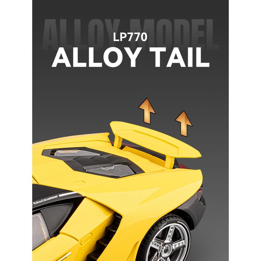 1/18 Lamborghini Scale Centenario LP770-4 Super Racing Car Alloy Metal Diecast Model High Simulation Sound & Light Gift for Boy