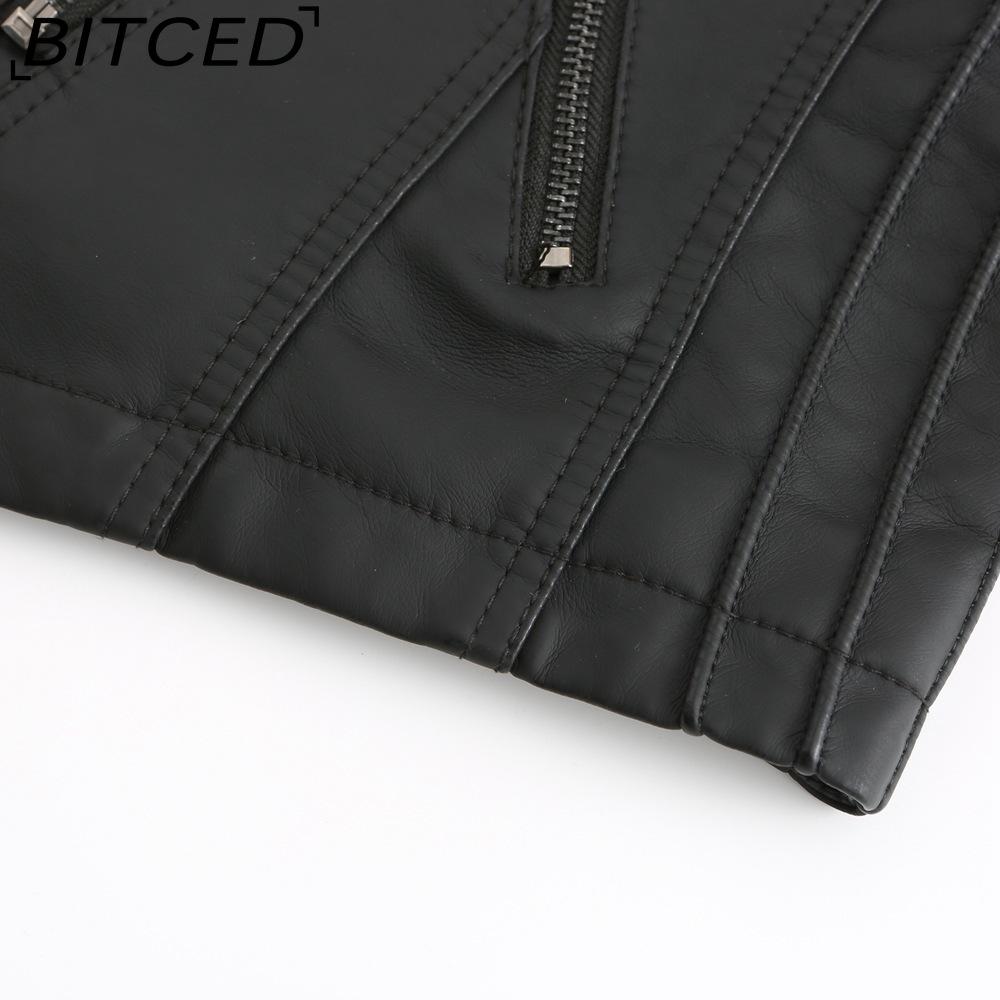 BITCED Spring/Autumn Women's Leather Jacket - Short Fit, Slim-Cut, Lightweight Leather Coat, Biker Style