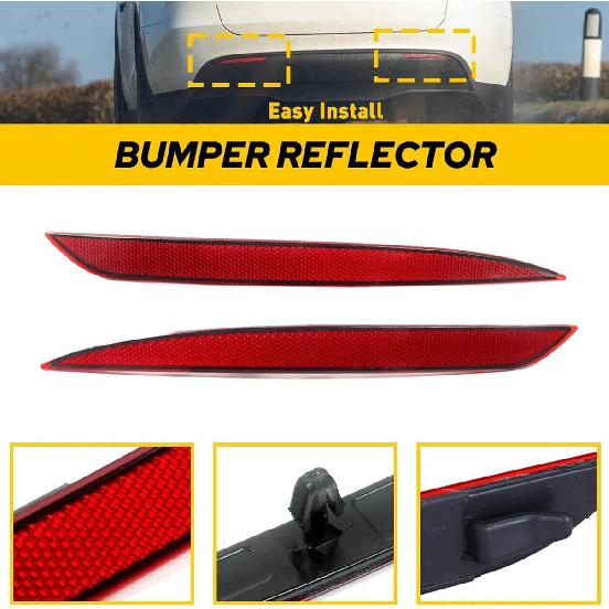 Rear Bumper Reflector Lamp Compatible for TESLA MODEL Y 2020-2024,Replacement Red Marker Lights Lens Left Driver Right Passenger Side Trim