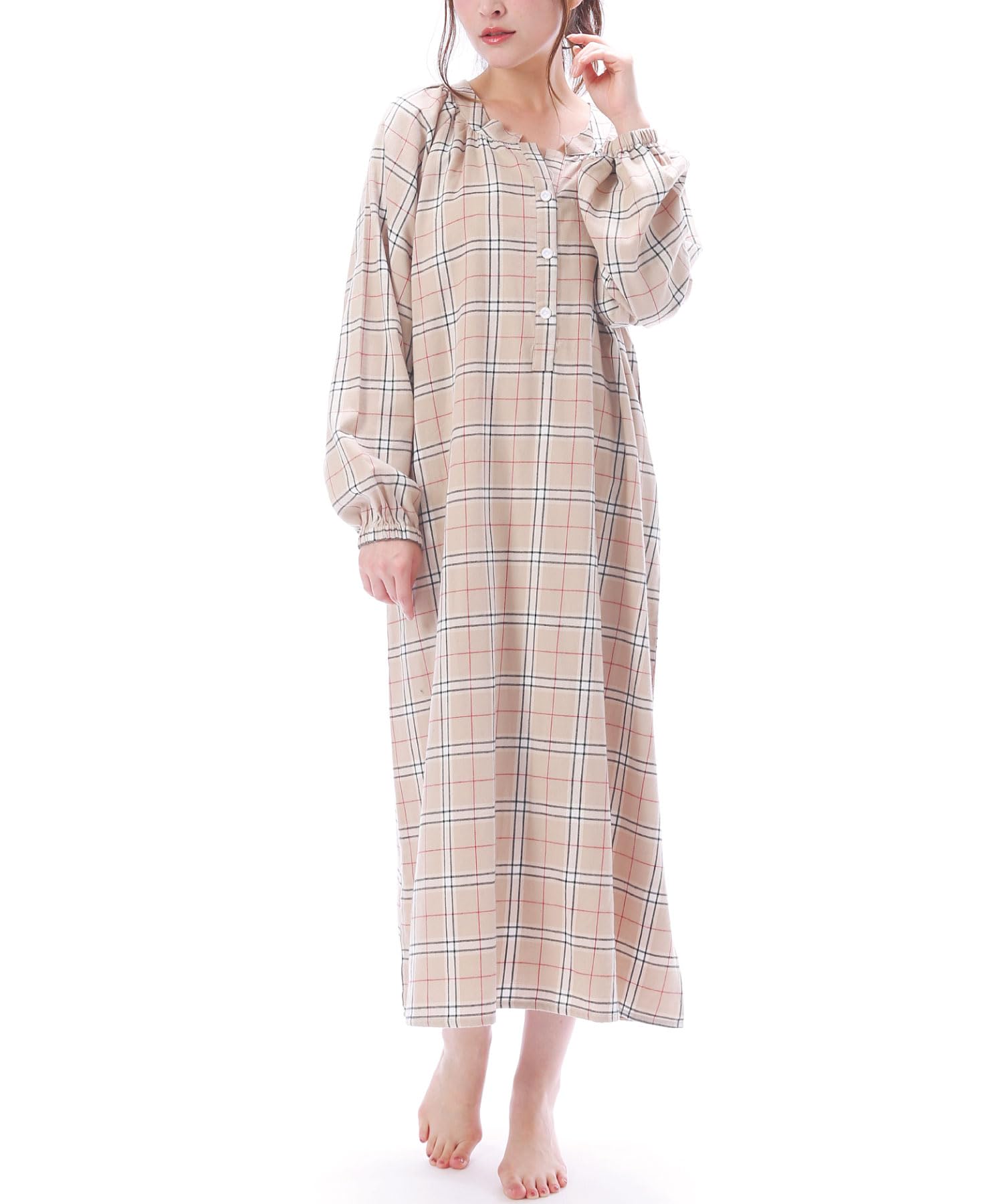 

NISHIKI Хлопковое платье-халат с длинным рукавом, свободного кроя, идеально подходит для весны и осени, х Белый, 100% ткань, приятный к коже, с открытой передней частью, приталенный,