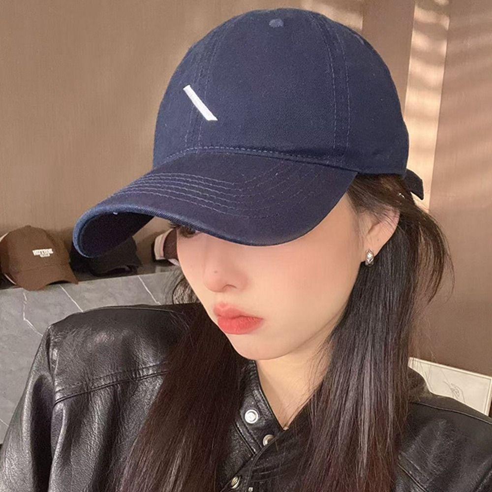 Hole Embroidery Baseball Cap Embroidered Sun Hat Simple Letter Baseball Hat  Girl