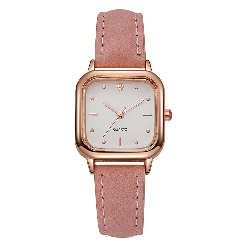 Minimalist Square Womens Quartz Watch With Pu Band For Casual Daily Wear