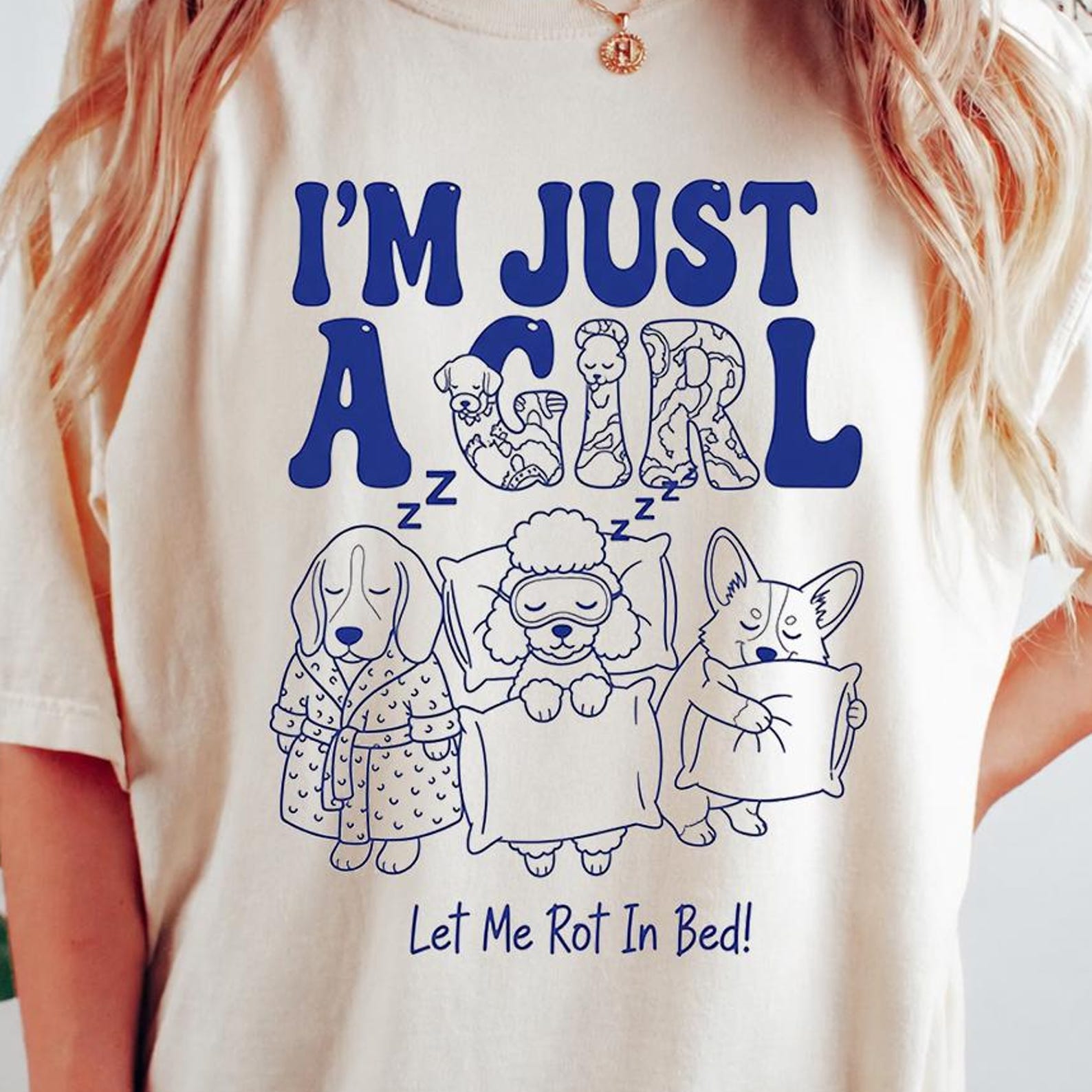 I m Just A Girl Shirt, Sleepy Dog Graphic Tee, Funny Dog Lover Shirt, Dog Mom T-Shirt, Cute Puppy Tee, Coquette Dog Lover Gift L